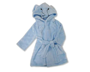 Baby Hooded Bathrobe - Elephant - Sky