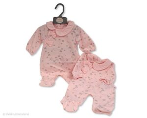 Baby Girls All In One With Bows - Hearts