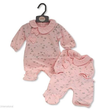 Baby Girls All In One With Bows - Hearts