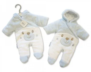Baby Padded Snowsuit - Teddy - Sky