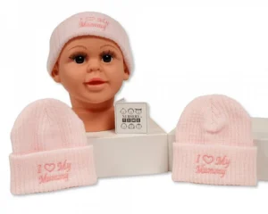 Baby Girls Knitted Hat - I Love Mummy (0-3 Months)