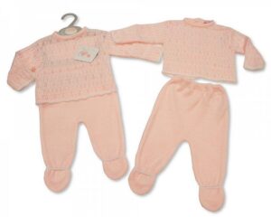 Knitted Baby Girls 2 Pcs Pram Set