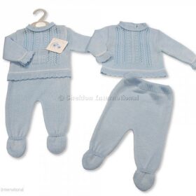 Knitted Baby Boys 2 Pieces Pram Set