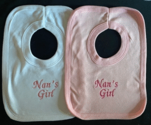 Nans Girl Embroided Bib- White