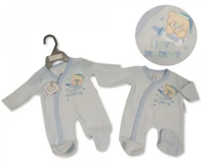 Premature Baby Boys Velour All In One - I Love Mummy