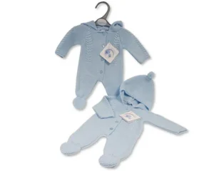 Knitted Premature Baby Girls Hooded All In One With Pompom (copy)