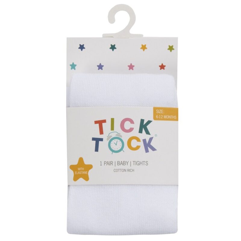 Baby Girls Cotton Rich Plain White Tights (0-24 Months)