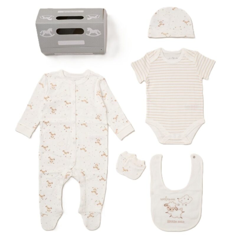 Baby Unisex "welcome Little One" 6 Piece Mesh Bag Gift Set