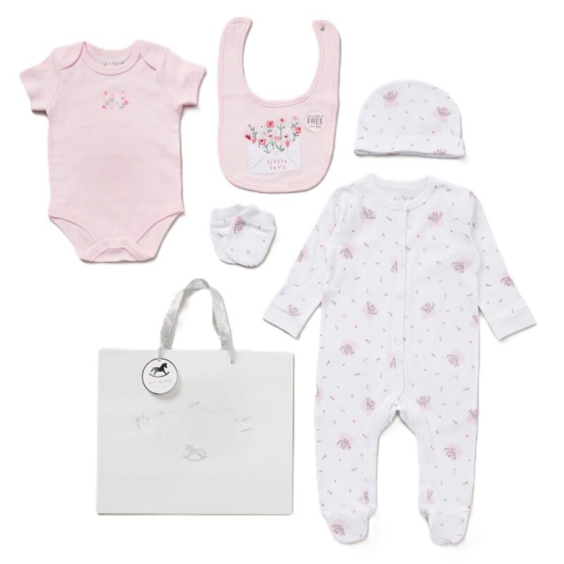 Baby Girls Little Love 6 Piece Mesh Bag Gift Set