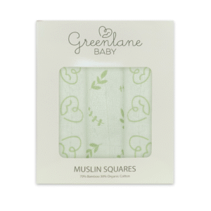 Greenlane Baby 3 Pack Bamboo/organic Cotton Muslin Squares 70x70cm – Heart Combo