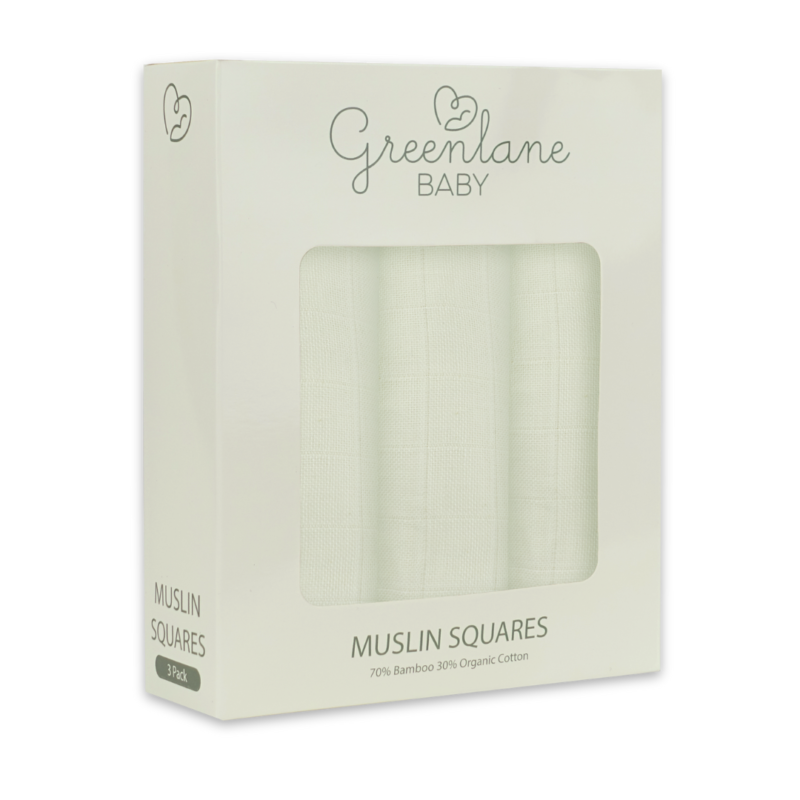Greenlane Baby 3 Pack Bamboo/organic Cotton Muslin Squares 70x70cm –  Marshmallow