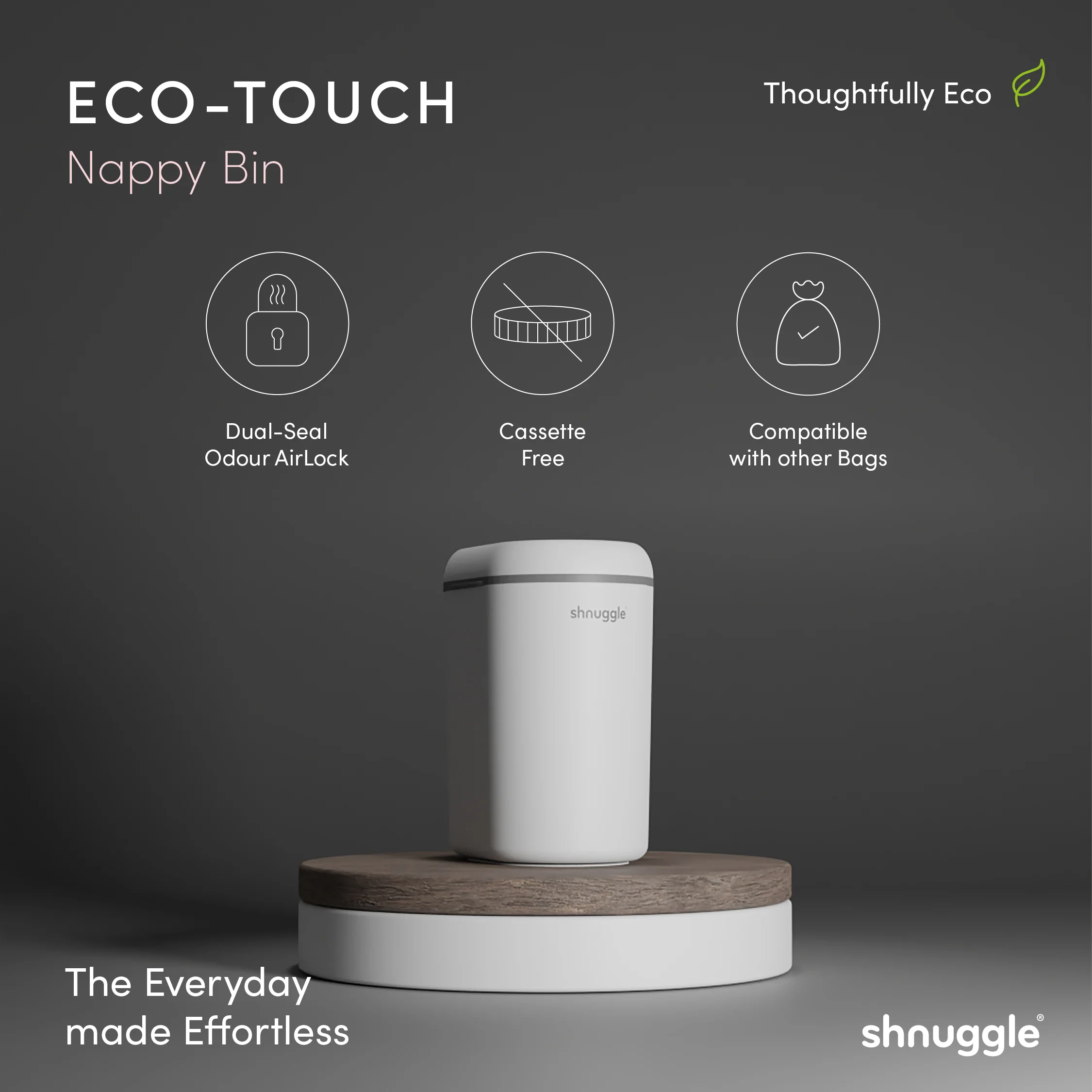 Shnuggle Eco-touch Nappy Bin | Odour-locking & Eco-friendly Shnuggle Eco-touch Nappy Bin | Odour-locking & Eco-friendly