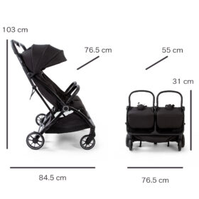 Red Kite Push Me Duet Twin Pushchair Black