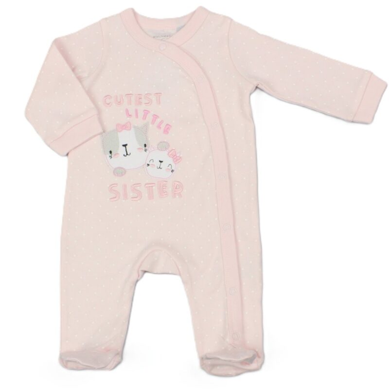 Baby "cutest Little Sister" Cotton Sleepsuit