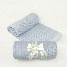 Baby Bamboo Cotton Cellular Blanket – 90x75cm- Sage