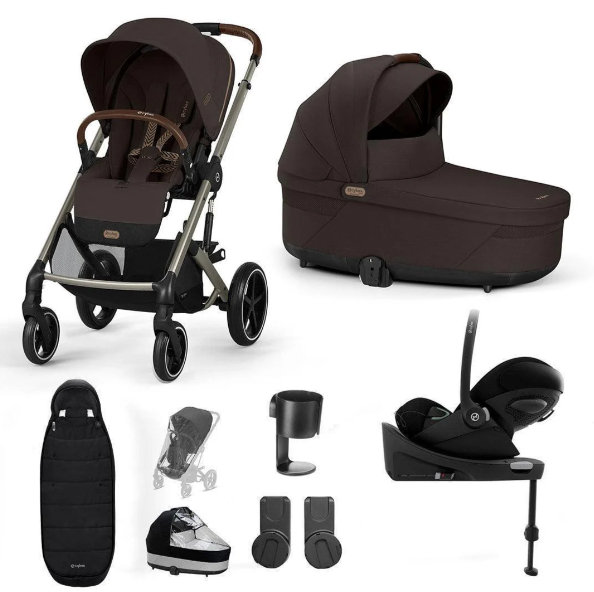Cybex Balios S Lux Stroller/travel System - Chocolate Brown - Luxury Bundle (+ Cloud G Car Seat And Base G), Gold Footmuff Cybex Balios S Lux Stroller/travel System - Chocolate Brown - Luxury Bundle (+ Cloud G Car Seat And Base G), Gold Footmuff