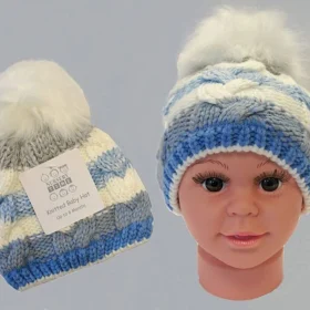 Baby Boys Knitted Pom-pom Hat With Lining