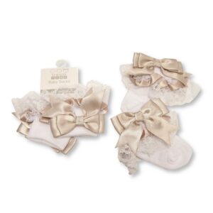 Baby Lace Socks With Bow - Rose Gold (copy)
