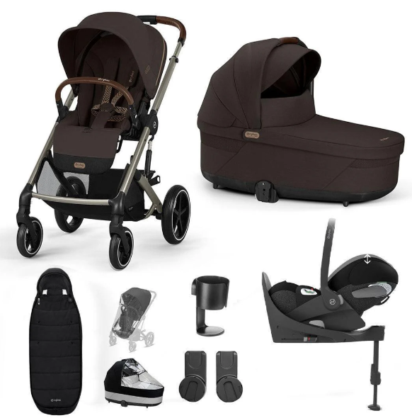 Cybex Balios S Lux Stroller/travel System - Chocolate Brown - Luxury Bundle (+ Cloud T Comfort Car Seat And Cloud T Base), Gold Footmuff Cybex Balios S Lux Stroller/travel System - Chocolate Brown - Luxury Bundle (+ Cloud T Comfort Car Seat And Cloud T Base), Gold Footmuff