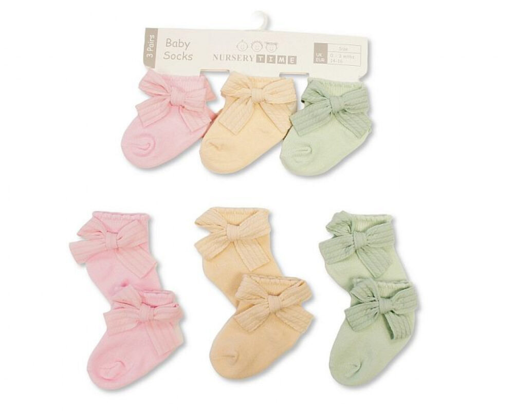 Baby Girls Socks With Large Bow - 3-Pack