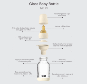 Bibs Slow Flow Baby Glass Bottle 120ml Latex - Blush