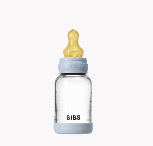 Bibs Slow Flow Baby Glass Bottle 120ml Latex - Baby Blue