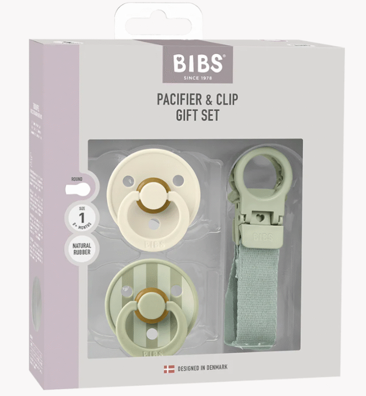 Bibs Colour Dummy & Loop Clip Gift Set - Sage