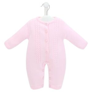Pink Footless Knitted Coverall- Pink