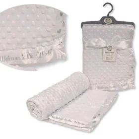 Baby Velour Bubble Wrap With Satin Trim - Welcome To The World