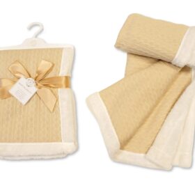 Baby Cable Knit Wrap With Fur Edge- Taupe