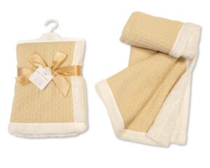 Baby Cable Knit Wrap With Fur Edge- Taupe