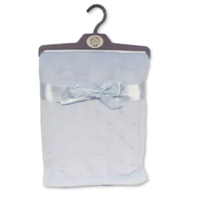 Baby Star Embossed Velour Wrap- Sky