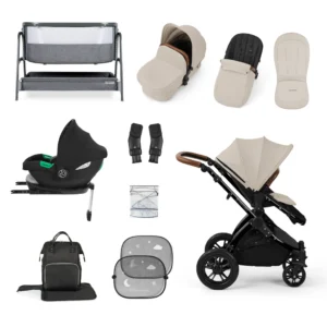 Stomp Luxe All In One I-Size Travel System With Isofix (Cirrus) And Bubba And Me Crib- Stone
