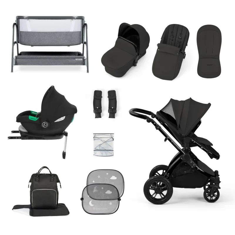 Stomp Luxe All In One I-Size Travel System With Isofix (Cirrus) And Bubba And Me Crib- Charcoal Grey