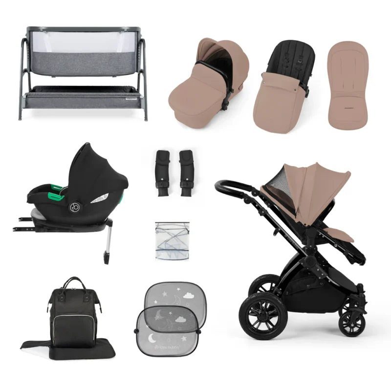 Stomp Luxe All In One I-Size Travel System With Isofix (Cirrus) And Bubba And Me Crib- Desert