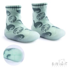 Sock Shoes- Sage Green Dinosaurs