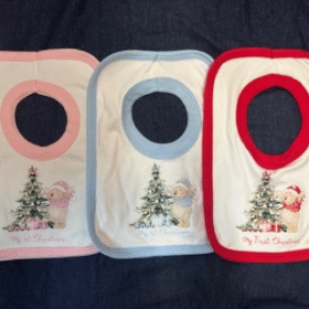 'my First Christmas' Bear Bib- Red