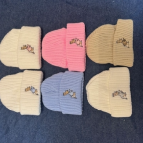 Newborn Rabbit Beanie Hat- White/red