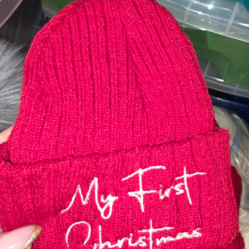 Red 'my First Christmas' Beanie