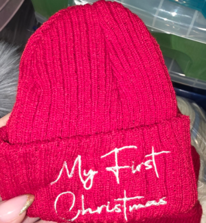 Red 'my First Christmas' Beanie