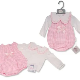 Girls 2pc  Shorts Romper Set With Lace And Bows