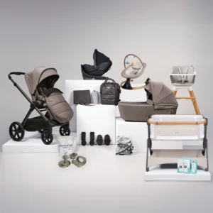 Bababing 18pc Raffi Mk11 Home & Travel System, Home & Feeding Bundle With Spin Car Seat & Base- Minky