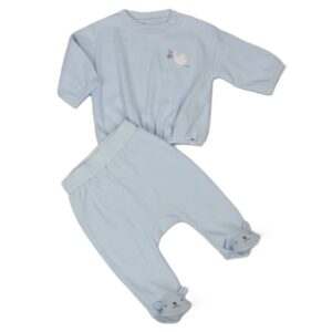 Baby Boys Stork Ribbed Top & Footed Pant Outfit