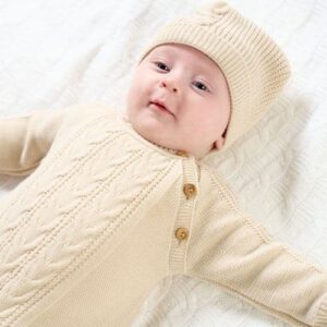 Taupe Knitted Romper & Hat