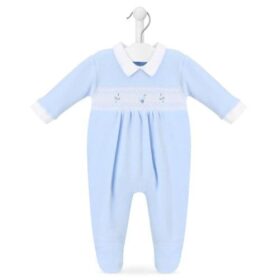 Spinning Top Smocked Sleepsuit- Blue
