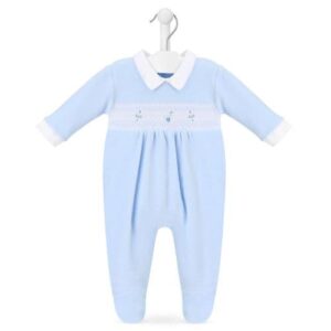 Spinning Top Smocked Sleepsuit- Blue