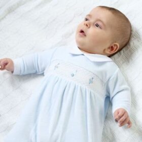 Spinning Top Smocked Sleepsuit- Blue