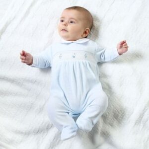 Spinning Top Smocked Sleepsuit- Blue