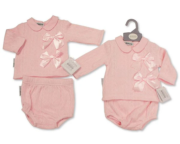 Baby Girls 2 Pcs Set With Bows Baby Girls 2 Pcs Set With Bows