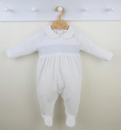 Pex White & Blue Albert Sleepsuit Pex White & Blue Albert Sleepsuit